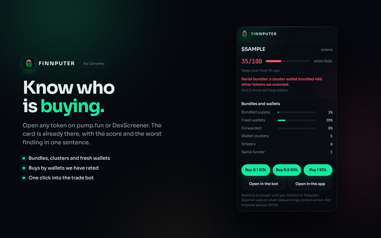 The FINNPUTER card on a token page